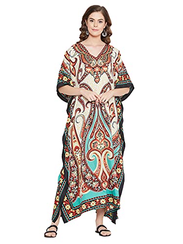 Image of Oussum Women Long Maxi Plus Size Polyester Kaftan Gown, Womens Kaftan Dresses Lounge Resort Wear, Plus Size Kaftan
