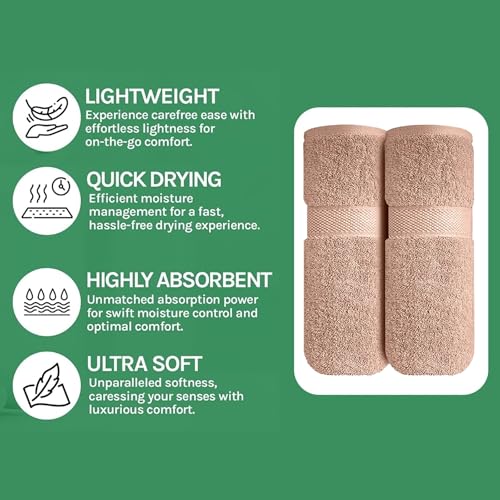 Image of Sulfar 100% Combed Cotton, Quick Drying Highly Absorbent, Luxury Hand Towel Set (Pack of 2, 40 X 70 cm) Nature Lux