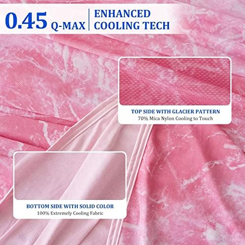 HOMFINE Tie-dye Cooling Blanket for Summer Double-sided Japanese Arc-chill Q-max>0.45 Cooling Fiber Throw Blanket for Night Sweats Lightweight Soft Cool Blanket for Sleeping Sofa Chair, 150x230cm Pink