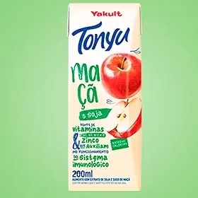 Suco Tonyu Maçã Yakult C/15 unid. - Base de Soja - S/Glúten - 200 ml
