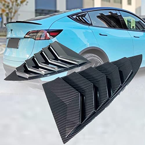 Ezmech Rear Side Window Louvers 2Pcs For Tesla Model 3 2017-2023 , Window Scoop Louvers Covers , Air Vent Scoop , Sun Rain Shade Vent , Exterior Decoration ( Carbon Fiber ) #TOP25