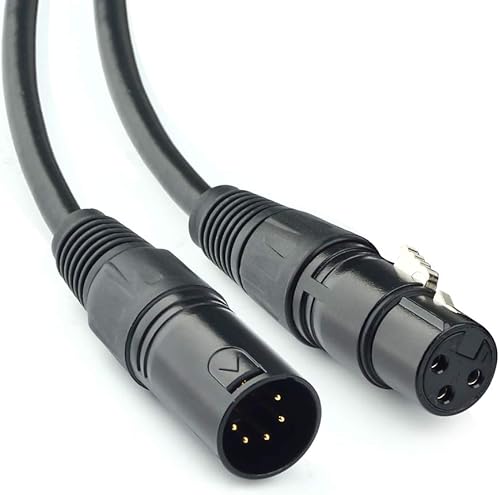 Miniatura 2 de SiYear Cable de audio XLR macho de 3 pines XLR hembra a 5 pines para micrófono DMX luz de escenario, cable adaptador XLR3Fto XLR5M (12 pulgadas2