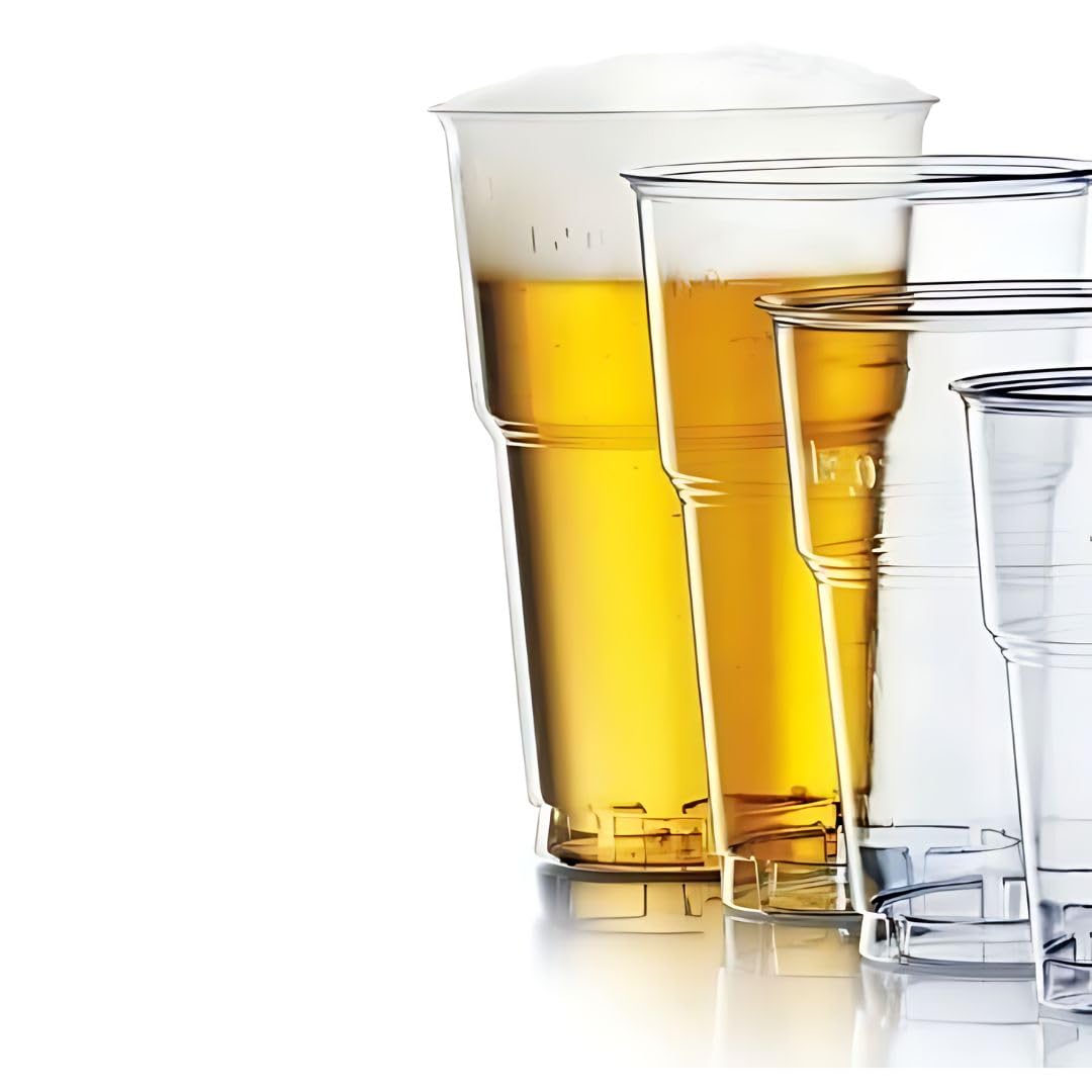 500 Bicchieri in Plastica Kristal da 400 ml - Set di 500, Resistenti e Riutilizzabili, Trasparenti e Eleganti, Ideali per Birra, Feste, Eventi e Uso Quotidiano