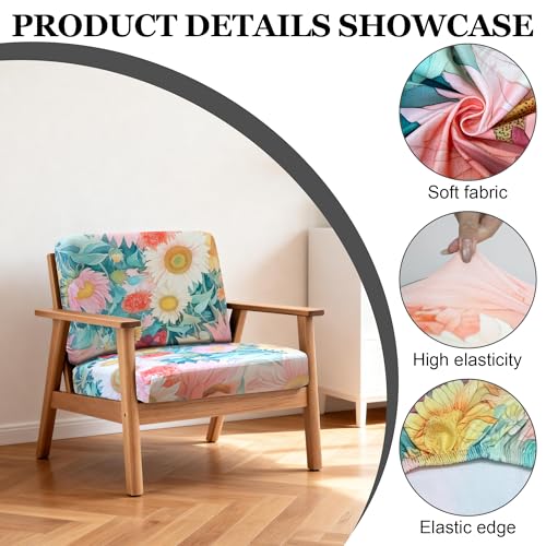 Image of BIETYONE 4Pcs Patio Stretch Cushion Covers,Outdoor Sofa Replacement Cover Slipcovers for Patio Furniture Cushion Covers, Washable Reusable Furniture Protector