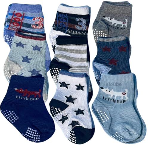 Kit 12 Pares Meias Antiderrapantes para Bebê Menina Algodão Conforto Anatômico 0 a 24 Meses Sortidas (BR, Idade, 6 Meses, 12 Meses, Menino)