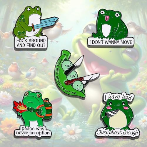 Image of 8Pcs Kawaii Frog Enamel Pin Set Cute Cartoon Frog Brooches, Lapel Pins for Backpacks, Jackets, Hats, Perfect Gifts for Women, Teens