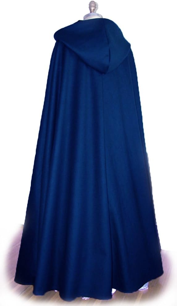 Midnight Blue Velvet Hooded Long Cloak with Satin Lining, In Stock in Size Lg - Made in USA