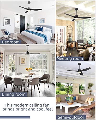 Image of YOUKAIN 52-Inch Smart Ceiling Fan with Lights, App & Remote, Matte Black