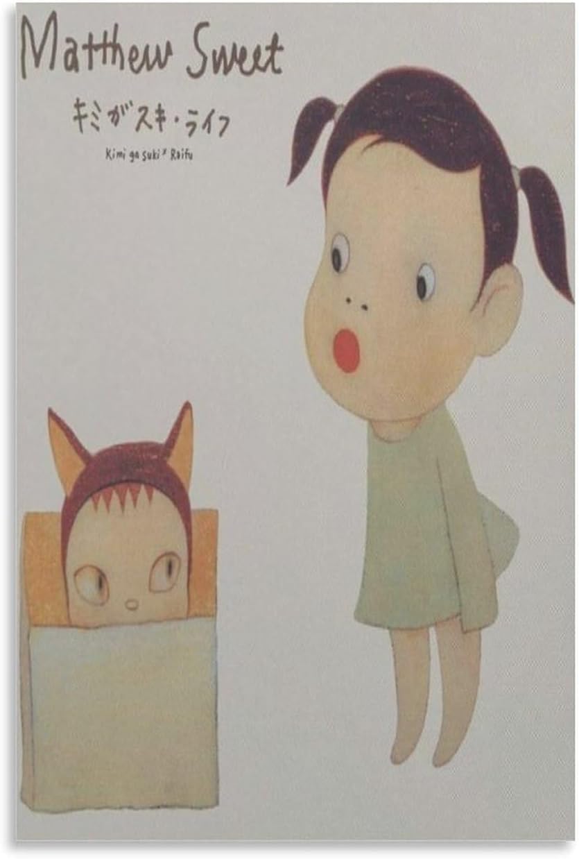 ZZYGGN GMGSW Yoshitomo Nara Posters Illustration Doll Canvas Painting Yoshitomo Nara Wall Art Cartoon Prints Modern Picture for Room Wall Decor 16x20in Unframed