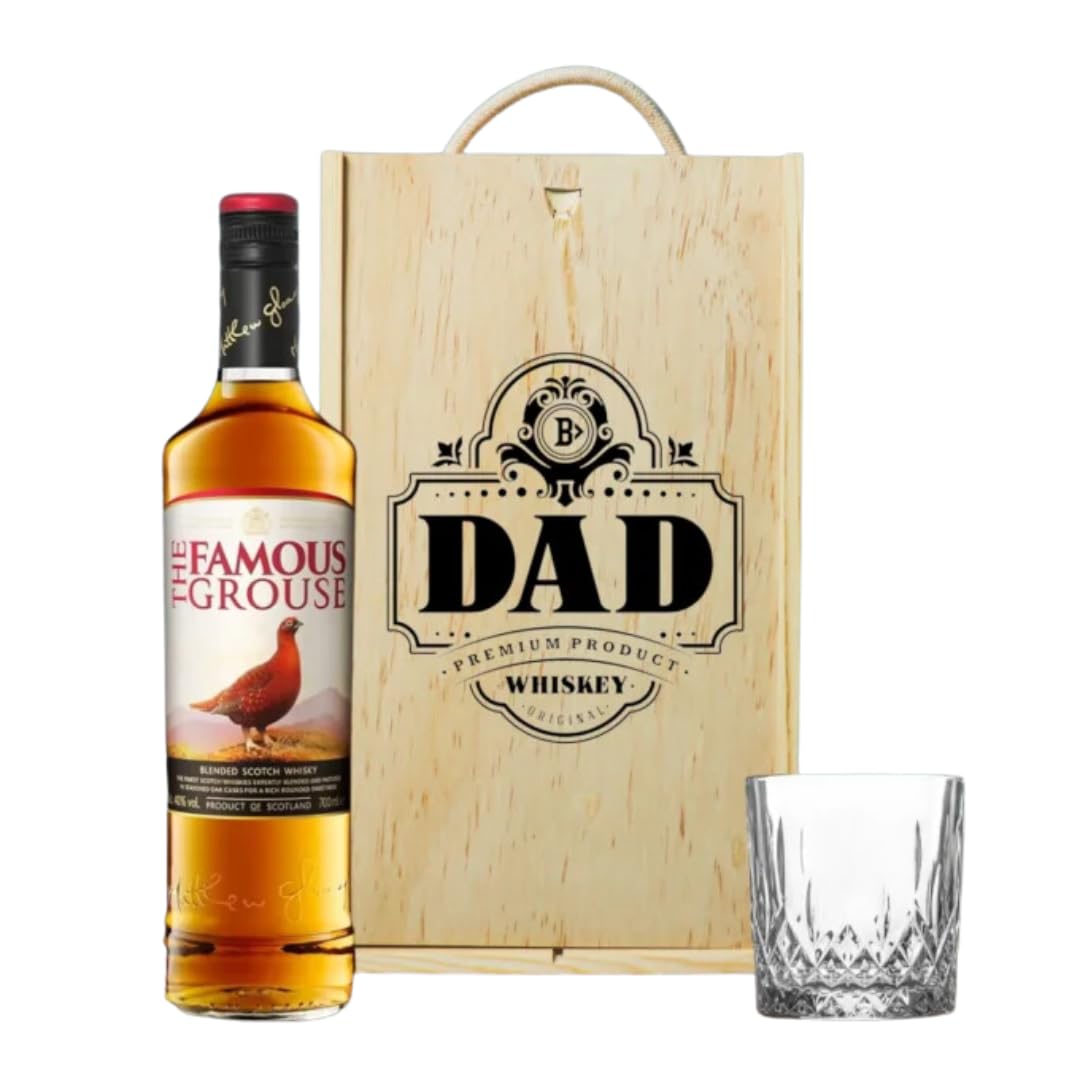 Famous Grouse Scotch Whiskey Dad Gift Set In Wooden Box