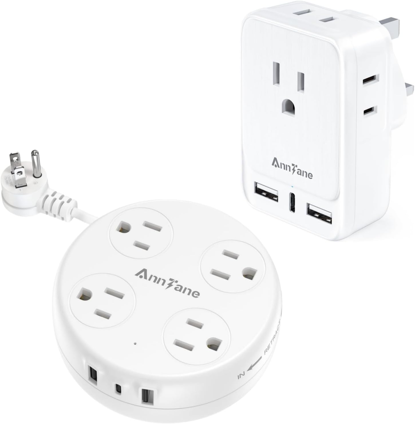 AnnTane Travel Power Strip, Retractable Extension Cord 3FT