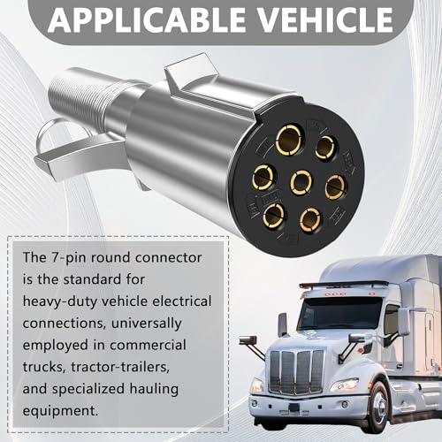 2 Pcs 7 Way Round Trailer Plug with Spring Guard for RV Semi Truck Trailer SAE J560 Style Zinc Die-Cast 7-Pin Trailer Connector Replaces 15730 by STILEALUS - Used condition - Image 7