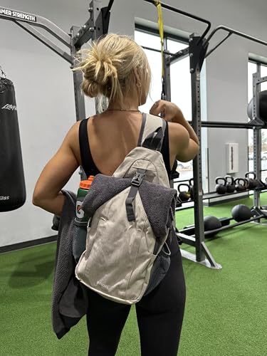 Image of G4Free Sling Bag for Men Women, RFID Blocking Crossbody Bag, Daily, Travel | Durable Polyester Fabric, 10L, Perfect for work, shopping, weekend outings, Hiking, Reversible Shoulder Strap, (Beige)
