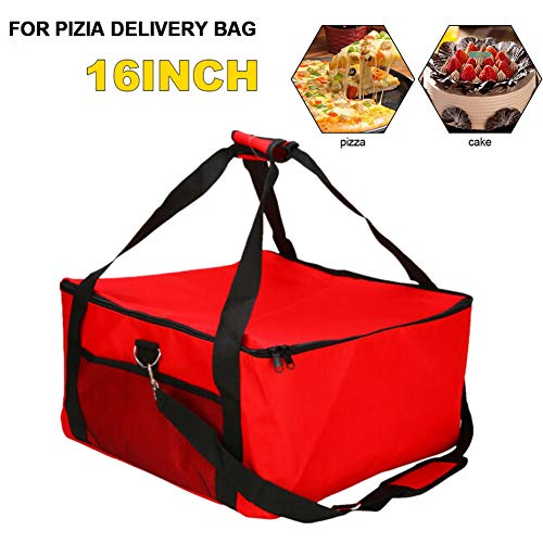 16 Inch Pizza Delivery Bag,Picnic Insulated Cool Bag,Portable Oxford Cloth Food Delivery Bag for Parties/Picnic/Beach to Keep Food Hot/ColdTransport,42×42×23cm
