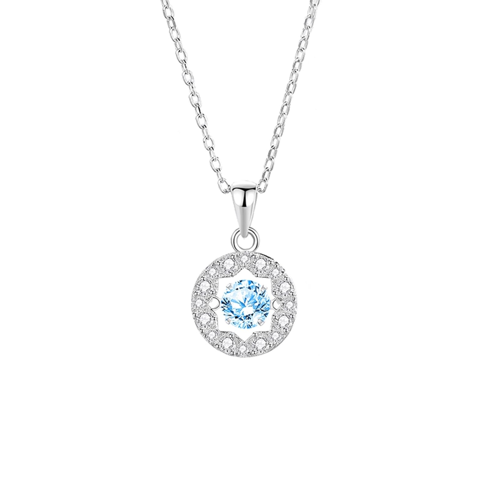 Collana in oro bianco 375 9 carati con topazio e ciondolo a cerchio cavo, 45 cm