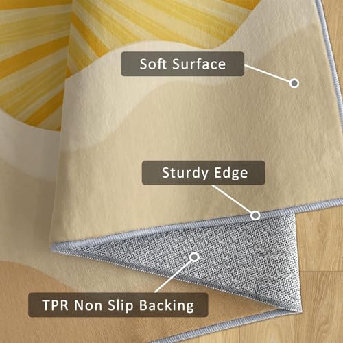 Tapis Boho Jaune Anti-Glisse - Ne Glisse Plus et Se Lave en Machine - 7