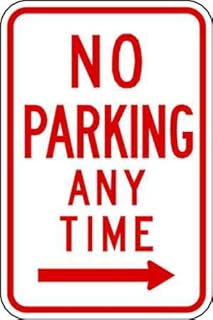 Zing Green Products 2278 Eco Safety Engineer Grade Prismatic Parking Sign, No Parking Anytime, Right Arrow, 18 x 12 Inch, Red on White