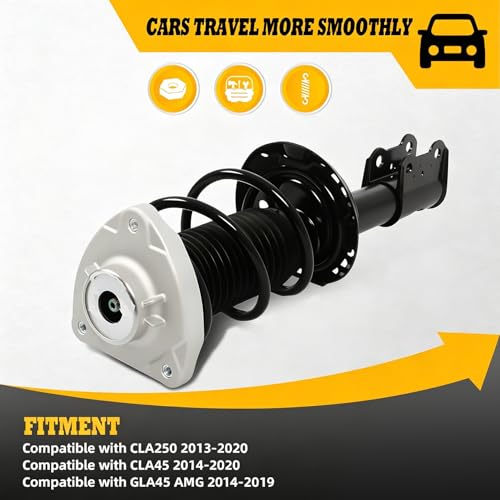 Image of Front Right Strut Assembly Fit CLA250 2013-2020 | 1563231900,CLA45 2014-2020,GLA45 AMG 2014-2019,A1563231600,1563231800, front right strut and coil spring assembly