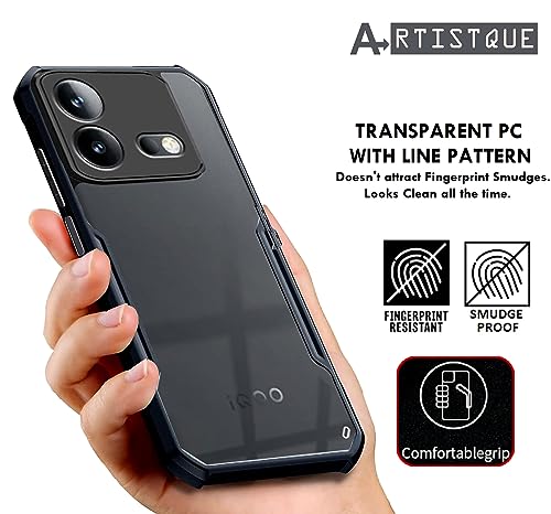 Image of A rtistque Clear Hard Transparent Acrylic Armor Anti-Drop Shockproof TPU Edge Back Cover Case for iQOO Neo 8 5G - Black