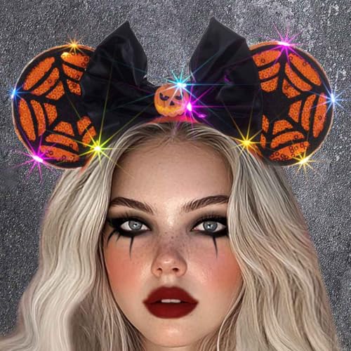 Aceorna Light Up Bow Headbands Led Bow Hairbands Glowing Wing Headpiece Glitter Halloween Hair Accessories for Women (E One Size)