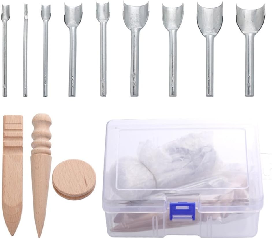 12Pcs Half-Round Cutter Punching Tool Wood Leather Craft Edging Burnisher Set