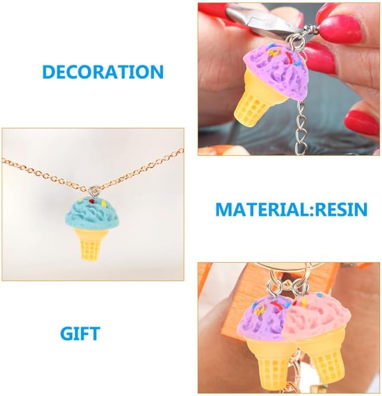 Resin Ice Cream Charms for Jewelry Making 24Pcs Diy Keychain Necklace Bracelet Craft Accessories Lightweight Ice Cream Pendant Charms with Hanging Hoop - Image 7
