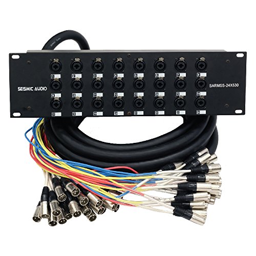 Seismic Audio Rack Mount 24 Channel TRS Combo Splitter Snake Cable-5' and 30' XLR Trunks (SARMSS-24x530)