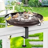 SKIKHN Vogeltränke Stehend, 2 In 1 Vogeltränke Hängend, Vogelbad für Draußen Garten, Vogelfutterspender Wassertränke, Frostsicher Winterfest, für Balkone, Innenhof, Garten, Terrasse (Vintage-Kupfer)