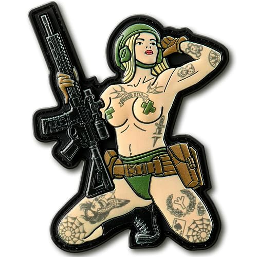 M-Tac Morale Patch Tactical Girl - PVC Tactical Military Patch with Hook Fastener Backing - Patches for Vest, Backpacks, Hats (Tattoo 4) - M-Tac
