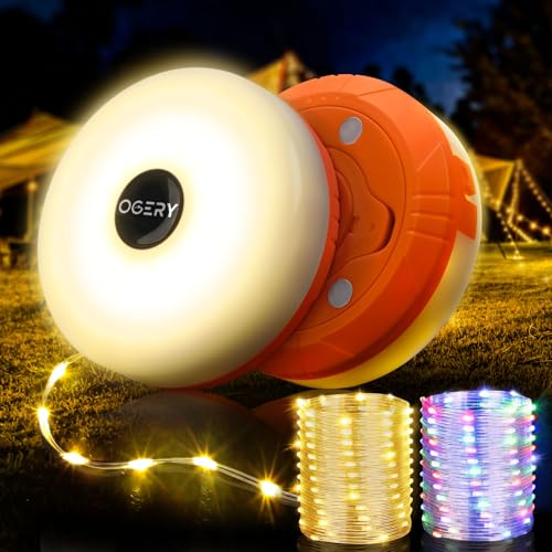 OGERY 2-Pack Camping String Lights, 32.8FT Rechargeable Christmas String Lights