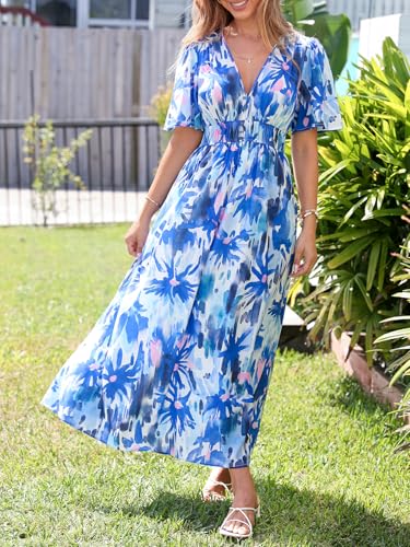 Image of Flessibili Womens Summer Floral Maxi Dress Wedding Guest Party Long Dresses 2026
