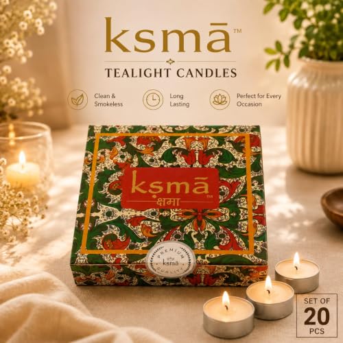 Image of Scented Tealight Candles, Basil Fragrance, Pack of 20, White Wax Tea Light Candles for Home Decor, Pooja, Diwali & Festivals