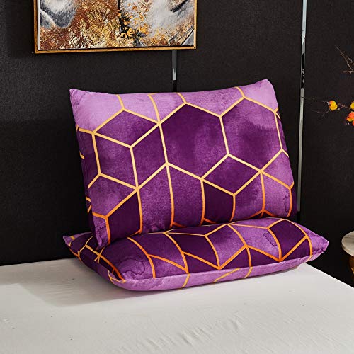 Housse de couette violette en microfibre simple et géométrique pour un lit sans plis - 4