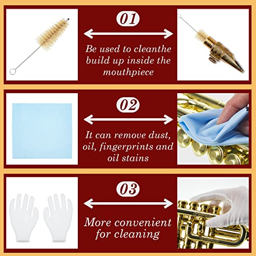 6 Pieces Saxophone Cleaning Kit Including Alto Sax Pad Saver 2 Sax Swab Mouthpiece Brush Sax Cleaning Cloth Gloves For Clarinet Flute Trumpet Wind Woodwind Instruments Gifts #TOP23