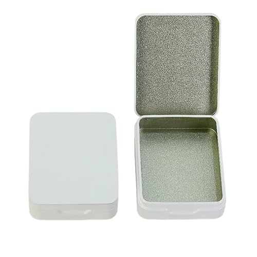 Chrisk White 1Pc Tin Storage Boxes Metal Rectangular Empty Mini Box Tinplate Push Candy Pill Cases Bins Jar Hinged Containers Organizer (Color : Size : Medium)
