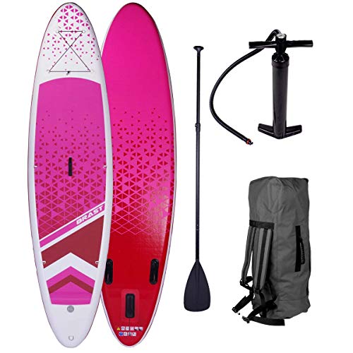 Brast Tabla Paddle Surf Hinchable Lady 300X76X15Cm Capacidad 110Kg + Remo Telescópico+ Mochila+Bomba+Kit De Reparación, Antideslizante, Correa Tabla Sup