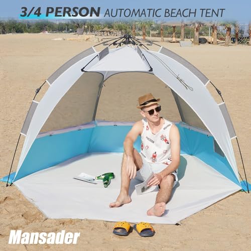 Image of Beach Tent Pop Up Shade, Instant Beach Tents Sun Shelter with UPF 50+ UV Protection, Lightweight & Easy Setup Tent