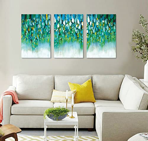 Blue And Green Abstract Painting Hand Painted Modern Textured Forest Wall Art For Decor #TOP3