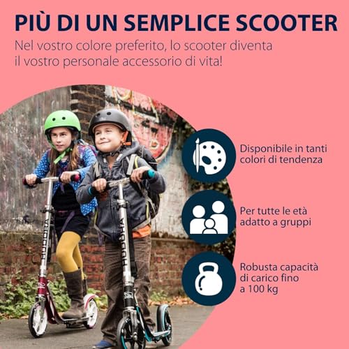 Hudora Monopattino Bigwheel 205 - In Alluminio Resistente - Monopattino Pieghevole Regolabile Con Cavalletto - Sportivo Per Bambini E Adulti Fino A 100 Kg - Nero/Rosso - 7