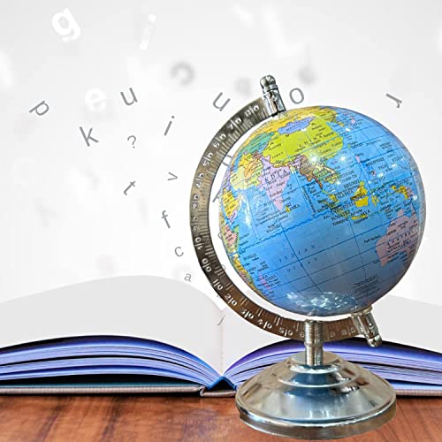 Image of Magicwand【8 inch Inches ht with Magnifier】Political Educational Laminated Rotating World Globe with Metal Base