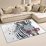 Größe: 160 x 122 cm. WowPrint Lustiger Zebra-Teppich, waschbar, leicht, für Küche, Esszimmer, Wohnzimmer, Schlafzimmer, Heimdekoration, 160 x 122 cm, Multi, 160 x 122 cm