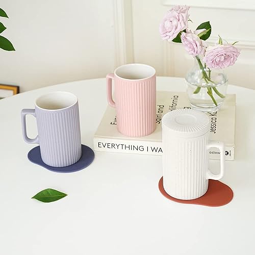 Vista 4 de Coffee Mug with Lid, 16oz Coffee mug and Tea cup with Coaster - Suitable for Dishwasher and Microwave (White)