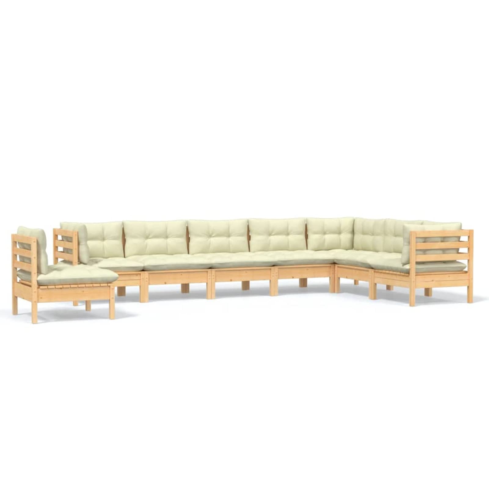 Gecheer Muebles deJardín 8 Piezas con Cojines Crema Conjunto de Muebles Sofá de Jardín Exterior Terraza Comedor Sofá de Jardín de Esquina Madera de Pino