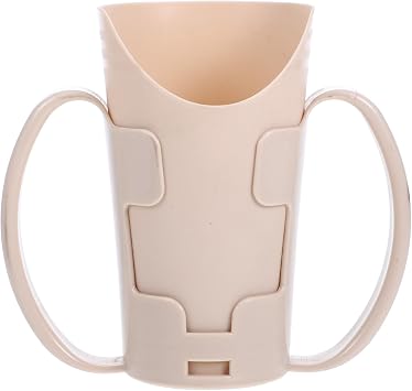 Dysphagia Drinking Cup for Elderly Assistive Drinking Cup with Dual Handles and Slanted Spout for Bedridden Patients Adult Spill Proof for Daily Use 5.70 X 5.03 X 2.95 in