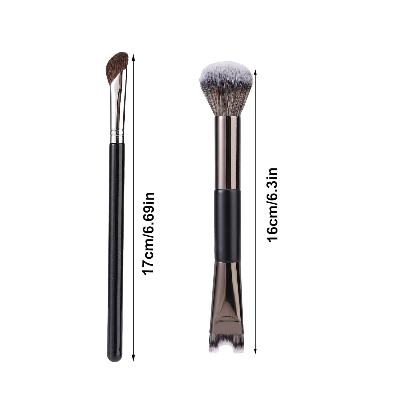 2pcs Nose Contour Brushes Set, 2-in-1 U-Shaped Fluffy & Angled Tilt Brush for Precise Nose Sculpting, Highlighting, Defining, Seamless Contouring for Makeup Artists