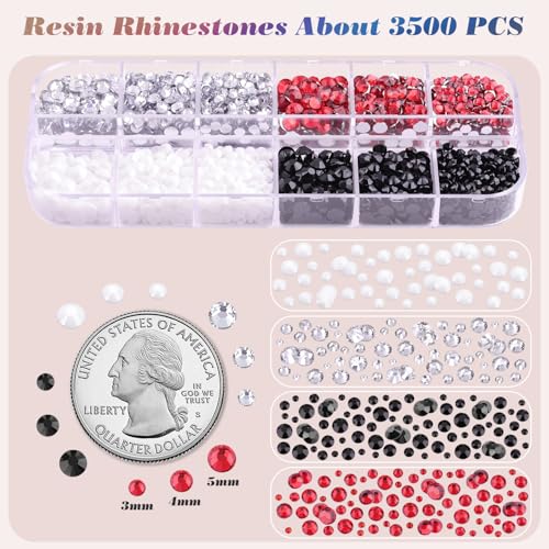 Image of 5000 PCS Flatback Rhinestones for Crafting and 3PCS B7000 Glue (Pack 2), 2 Boxes of Rainbow Resin Rhinestones Gems Charms for Bedazzling DIY Crafts Fabric Clothing Tumblers Shoes Nail Art