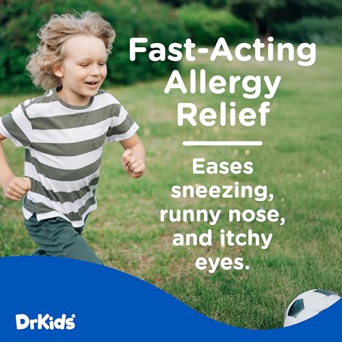 Image of Dr. Kids Children's Allergy Relief Medicine with Diphenhydramine HCl 12.5 mg - Pre-Measured Single-Use Vials, Kids Antihistamine for Sneezing, Runny Nose & Itchy Eyes, Mixed Berry Flavor, 48 Count