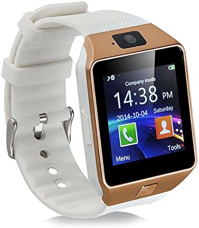 DZ09 Bluetooth Smart Watch Phone - 321OU Smartwatch with Camera Pedometer Support SIM Card TF Card for iPhone IOS Samsung LG Android Smartphones (White Gold)