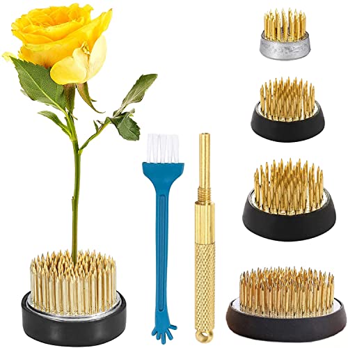 4 Stück Kenzan Blumendekoration, Blumenarrangement Runder, Blumenhalter Ikebana, Blumenarrangement Tool, mit Gummischutzringedelstahl Ikebana, für High-end-clubs, Gärten, Hotels Cover