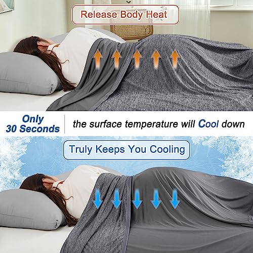 Phf Large Cooling Blanket For Hot Sleepers King Size, Arc-Chill Cool Blanket Absorbs Body Heat To Keep Cool For Night Sweats, Summer Blanket For Bed Sofa Couch, 108X90 Inches, Charcoal #TOP2